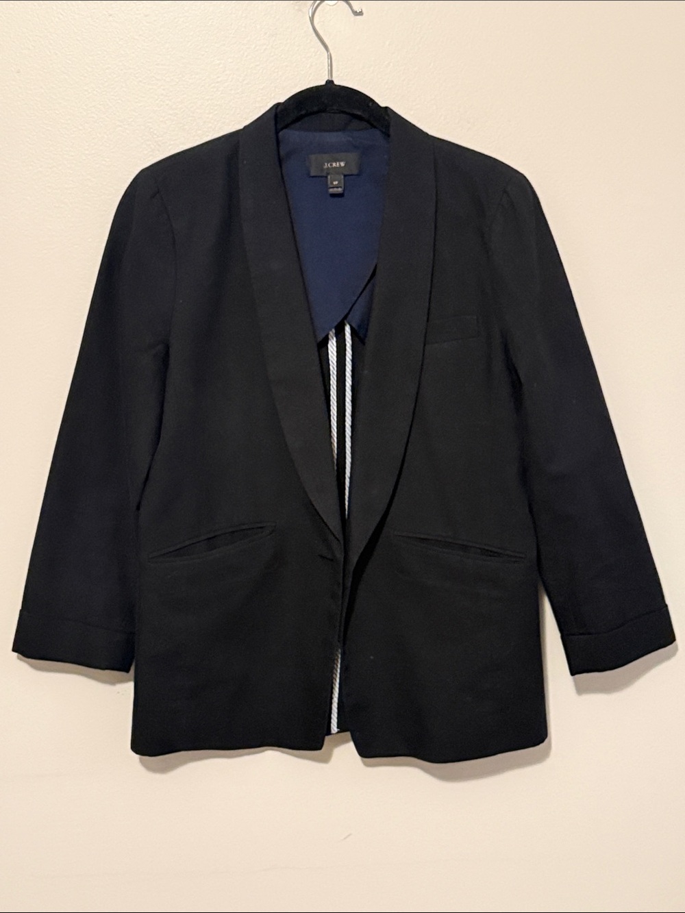 J. Crew Black Cotton-Linen Blend Blazer, size 6P